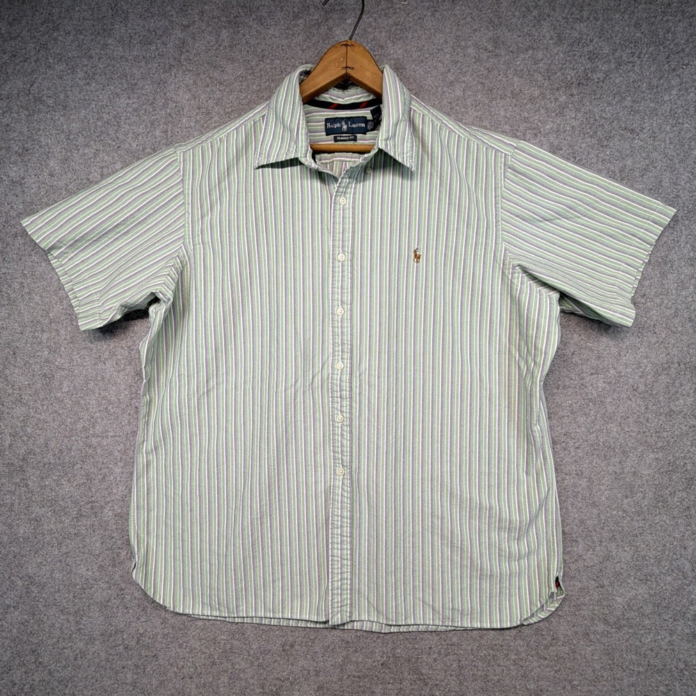 Ralph Lauren Striped Short Sleeve Blue Flesh Pony Classic Fit 2XL
